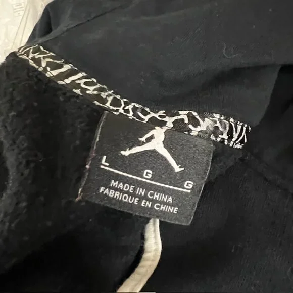 Air Jordan Hoodie Men’s  L Button Fleece Sweat Jacket Embroidered Logo black Red - Picture 9 of 9